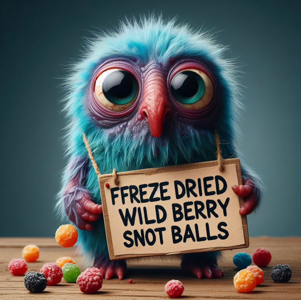 Freeze dried wild berry snot balls