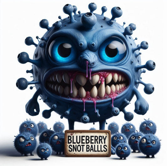 Freeze dried homemade blueberry flavored snot balls